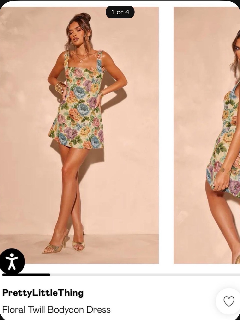PrettyLittleThing Pastel Floral Square-Neck Mini Dress